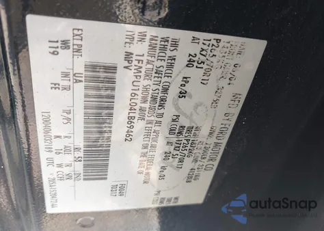 2004 Ford Expedition Nbx/Xlt z USA, uszkodzony, nr VIN 1FMPU16L04LB69462